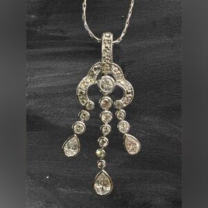 Elegant Silver CZ Pendant Necklace